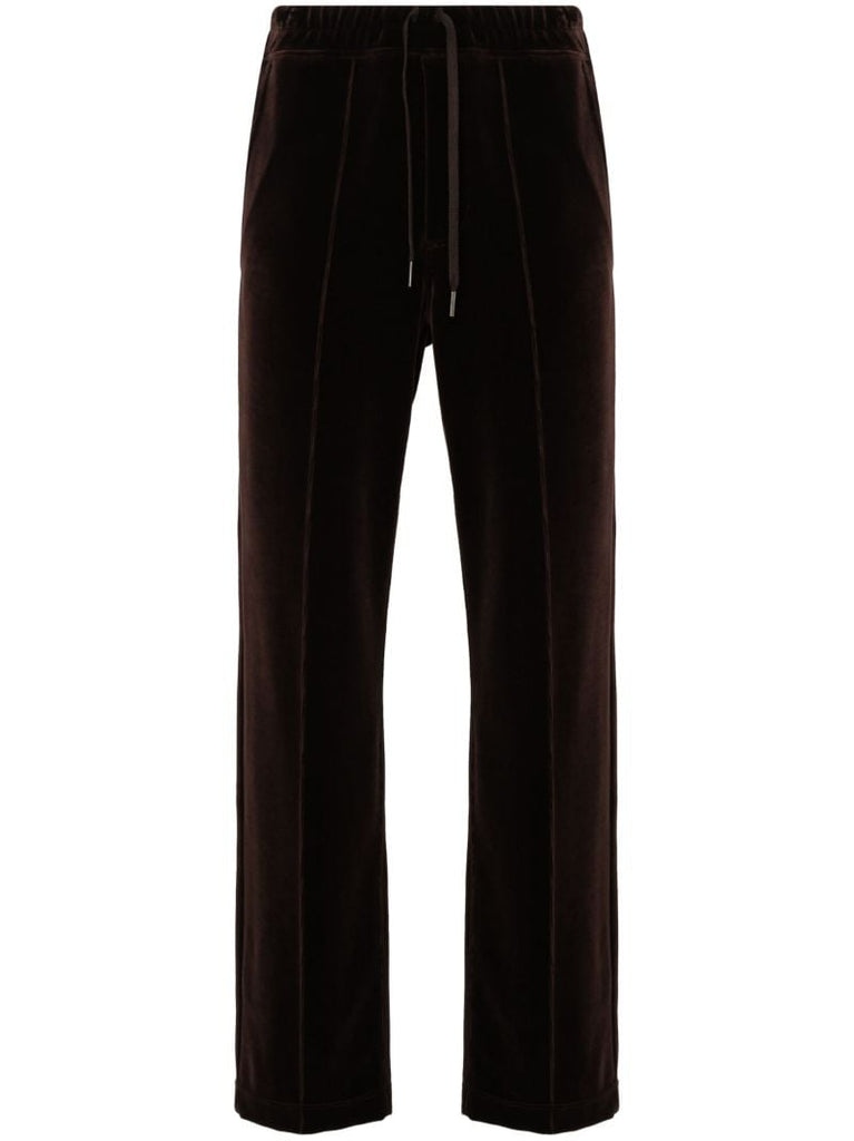 Brown Velvet Track Pants