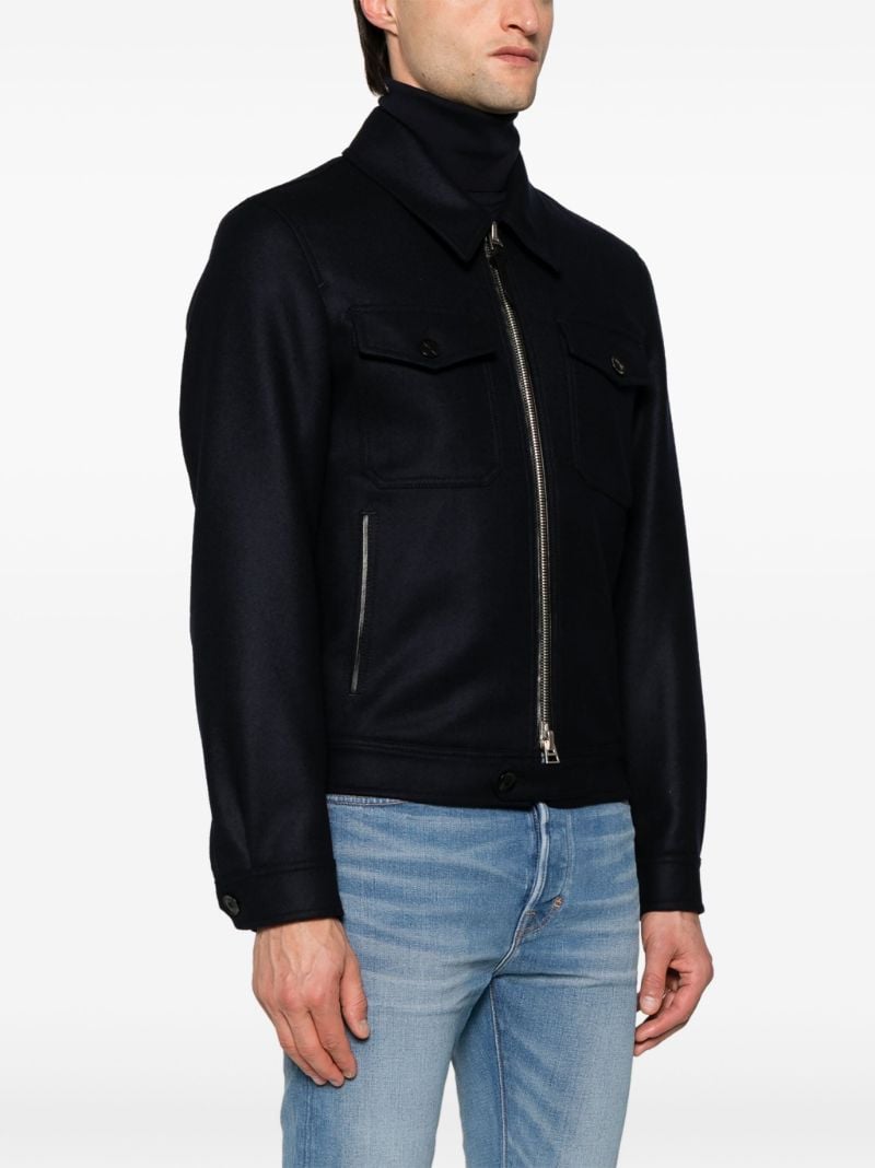 Blue Long-sleeve Wool Shirt Jacket