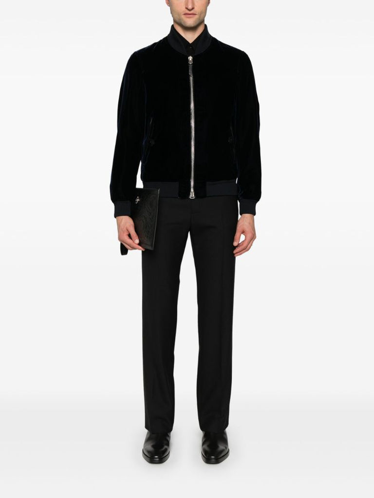 Blue Velvet Bomber Jacket