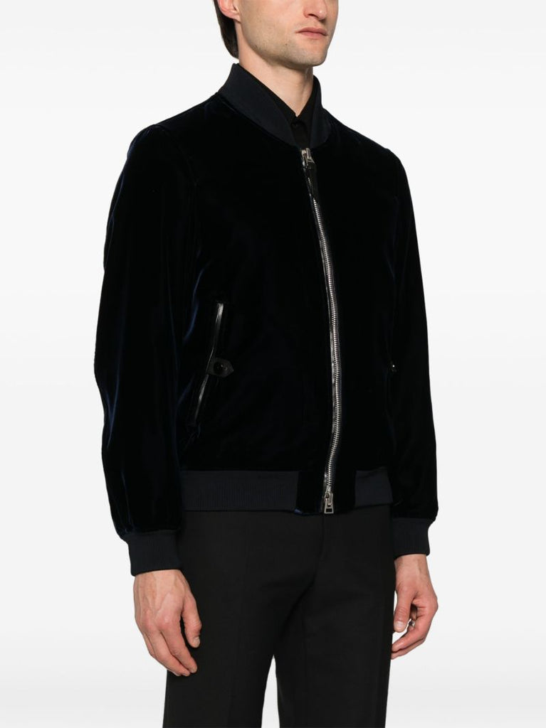 Blue Velvet Bomber Jacket