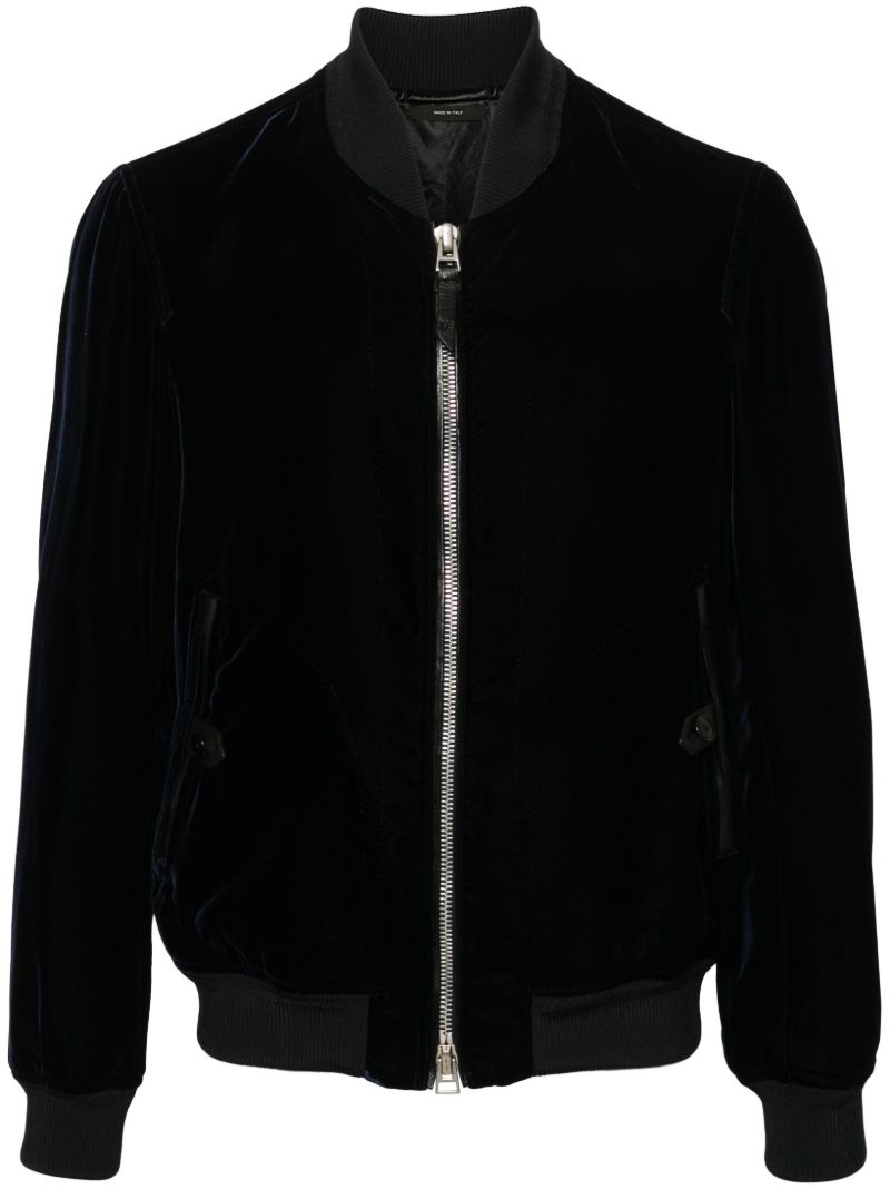 Blue Velvet Bomber Jacket