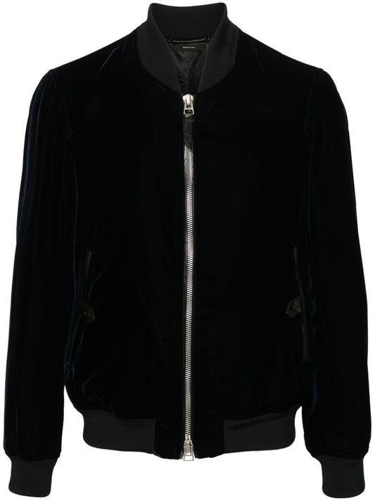 Blue Velvet Bomber Jacket