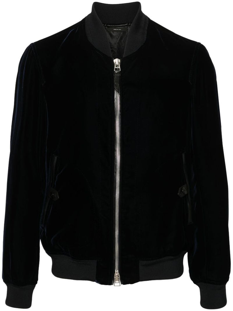 Blue Velvet Bomber Jacket