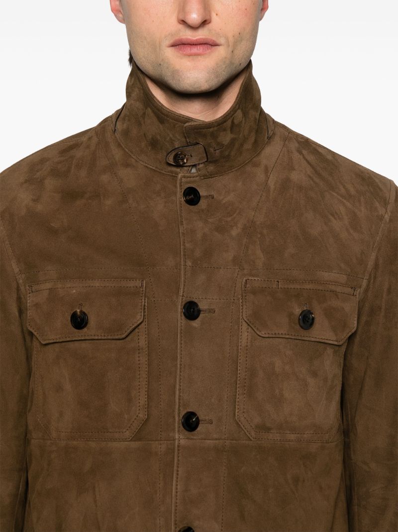 Brown Long-sleeve Suede Overshirt