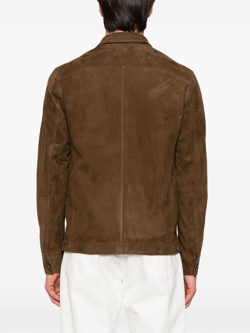 Brown Long-sleeve Suede Overshirt