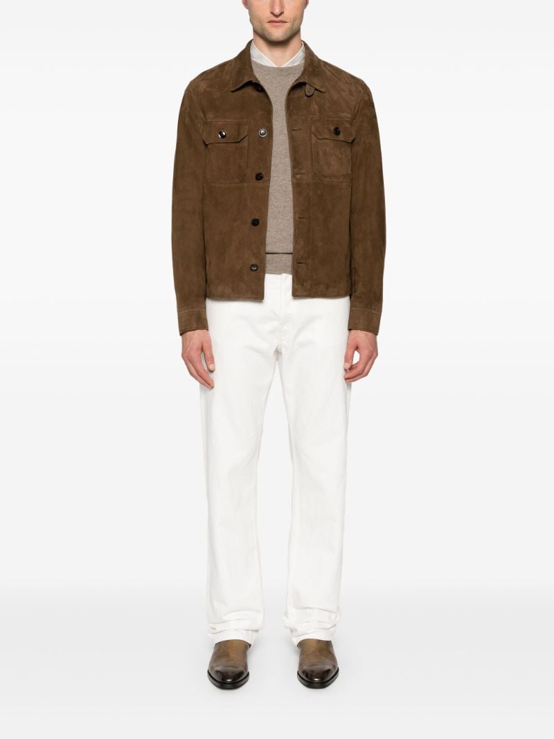 Brown Long-sleeve Suede Overshirt