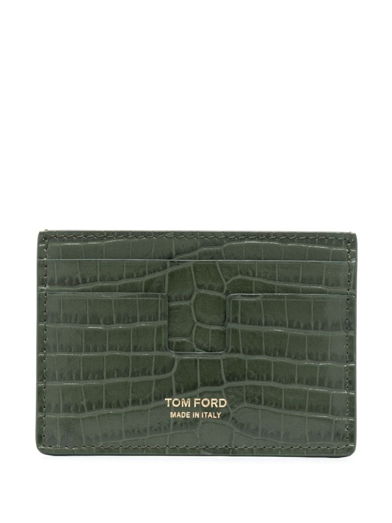 Green T Line Leather Cardholder