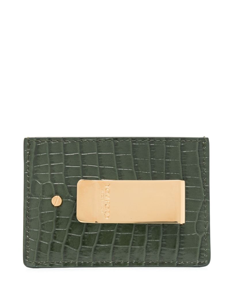 Green T Line Leather Cardholder