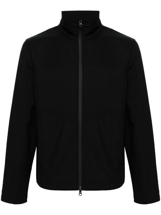 Black Funnel-neck Wool Jacket