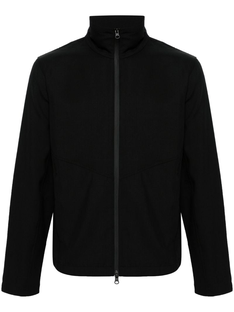 Black Funnel-neck Wool Jacket