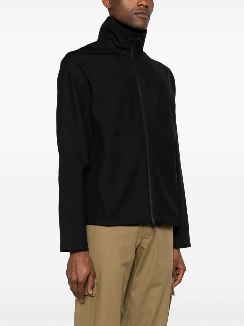 Black Funnel-neck Wool Jacket