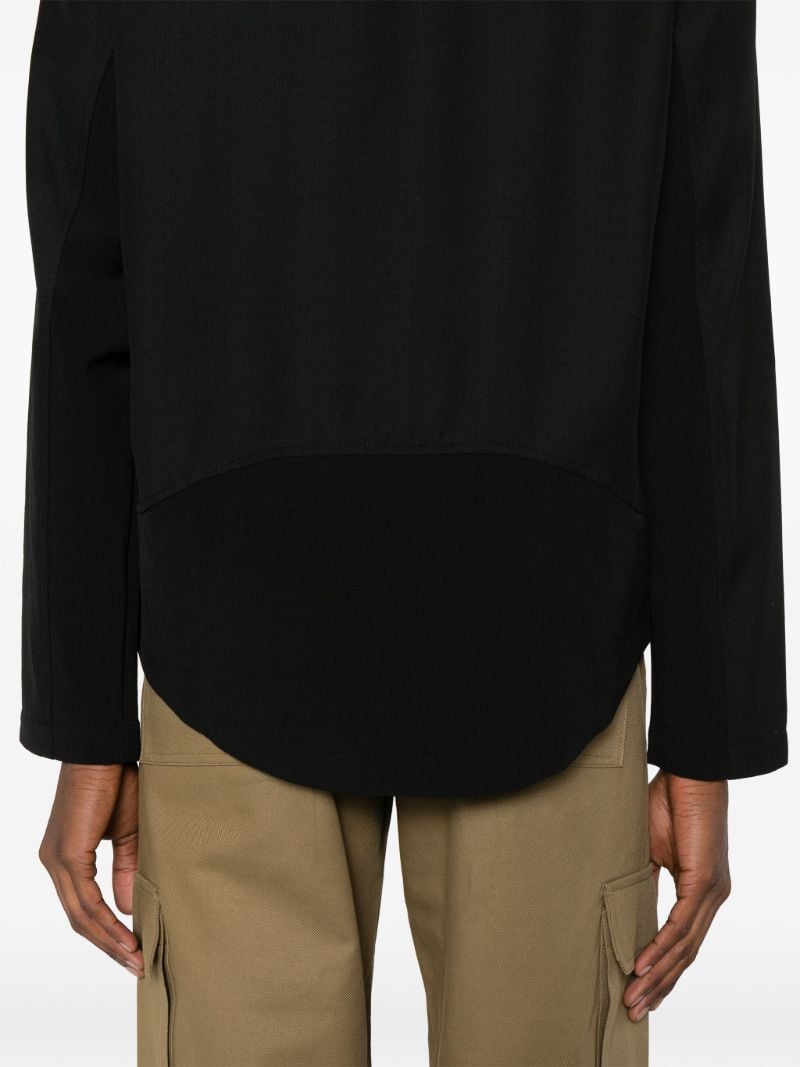 Black Funnel-neck Wool Jacket