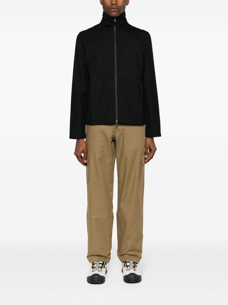 Black Funnel-neck Wool Jacket