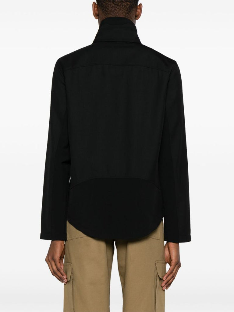 Black Funnel-neck Wool Jacket