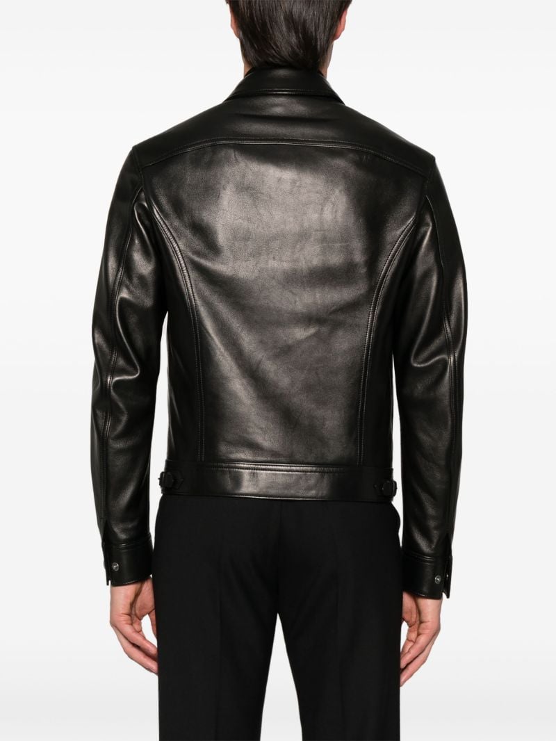 Black Long-sleeve Leather Jacket