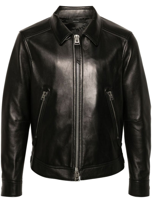 Black Long-sleeve Leather Jacket