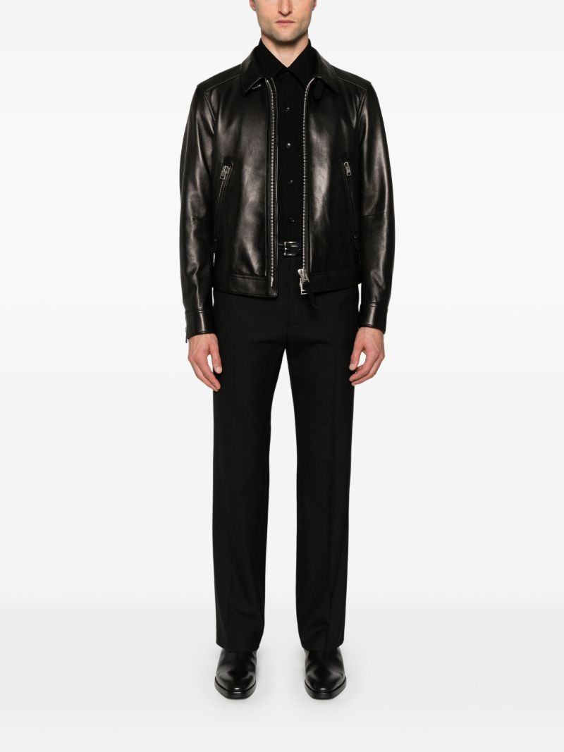 Black Long-sleeve Leather Jacket