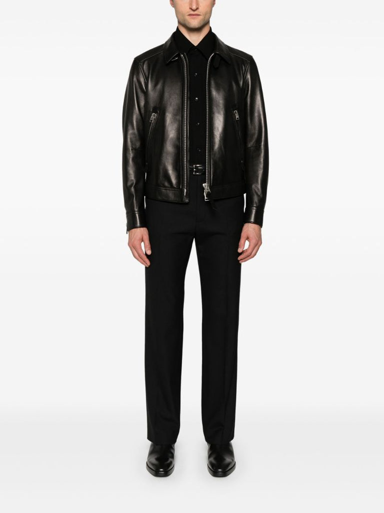 Black Long-sleeve Leather Jacket