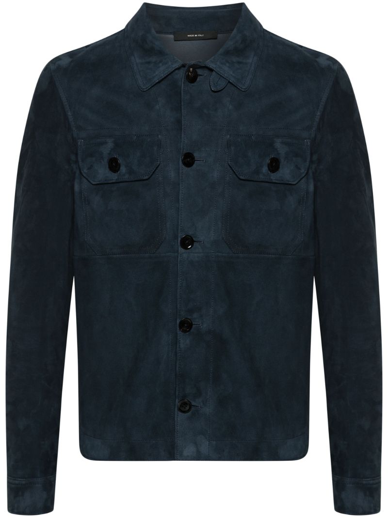 Blue Single-breasted Suede Jacket