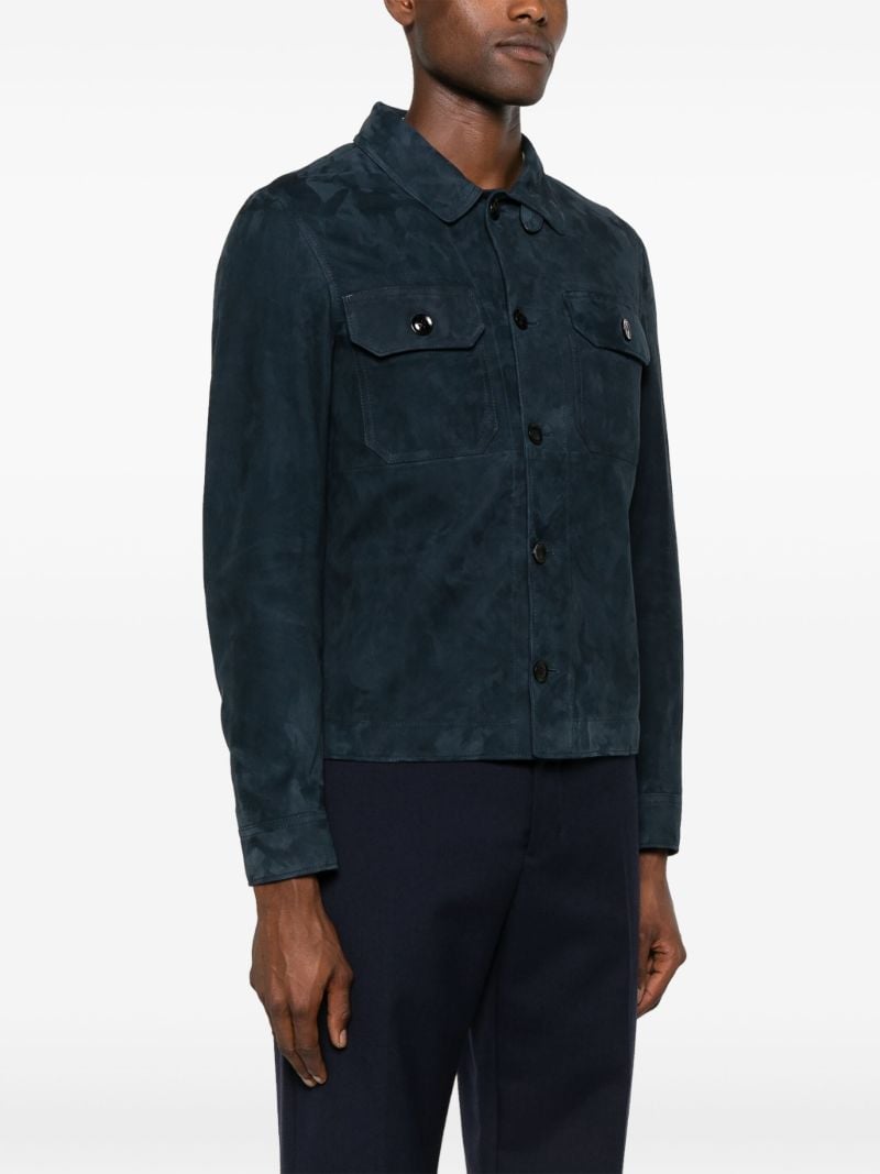 Blue Single-breasted Suede Jacket