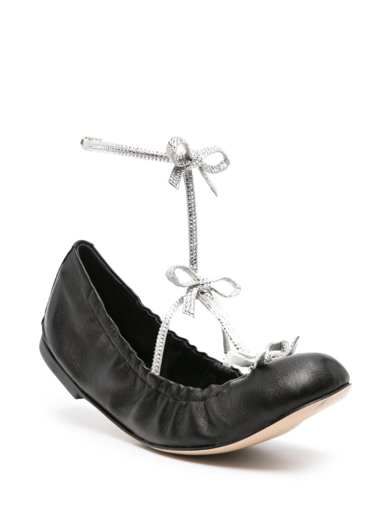 Black Caterina Leather Ballerina Shoes