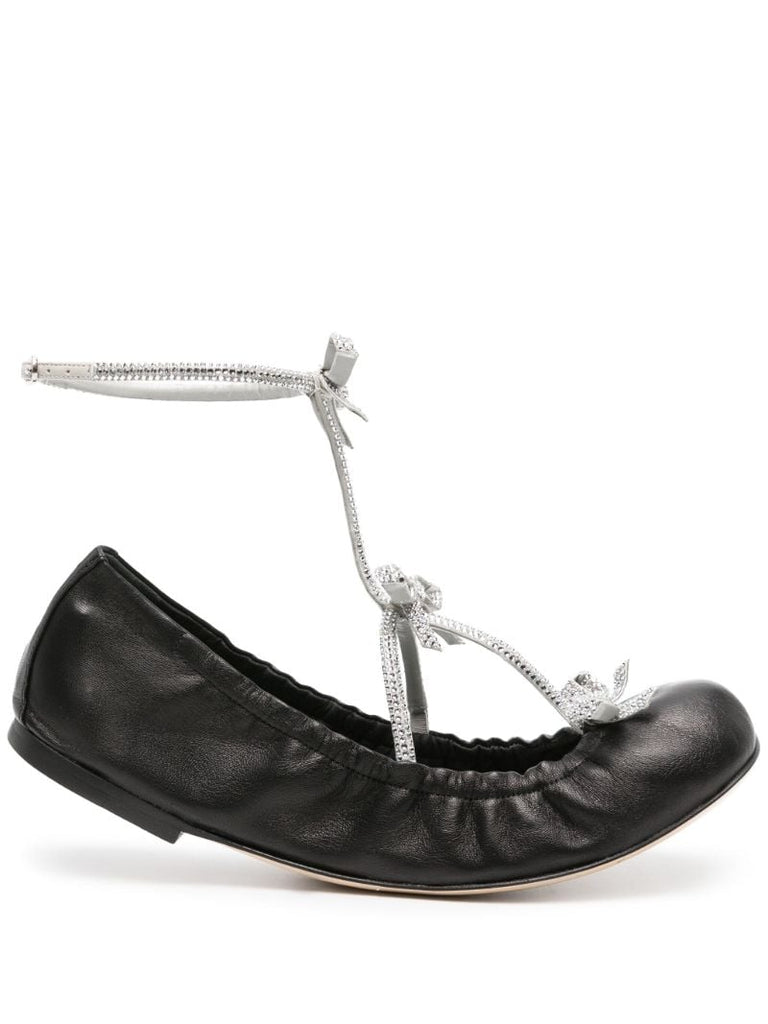 Black Caterina Leather Ballerina Shoes