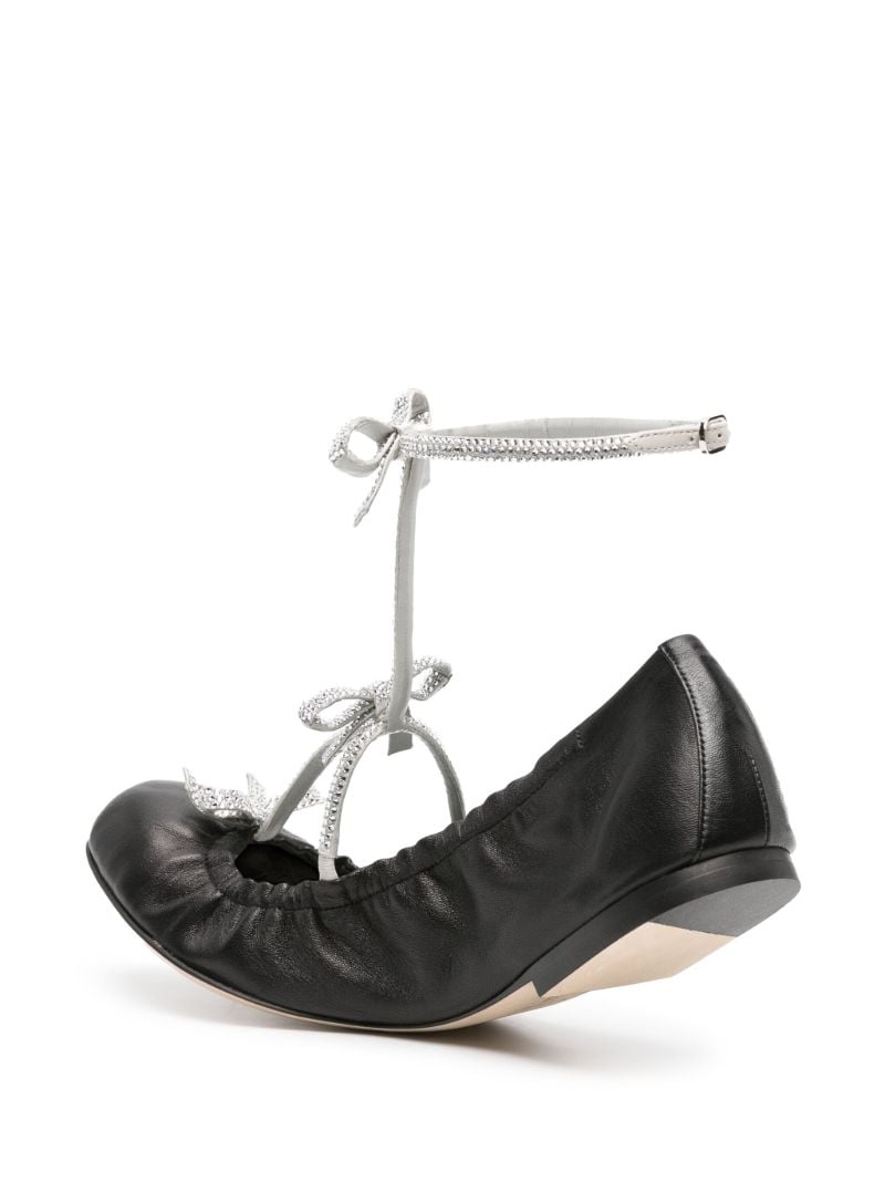 Black Caterina Leather Ballerina Shoes