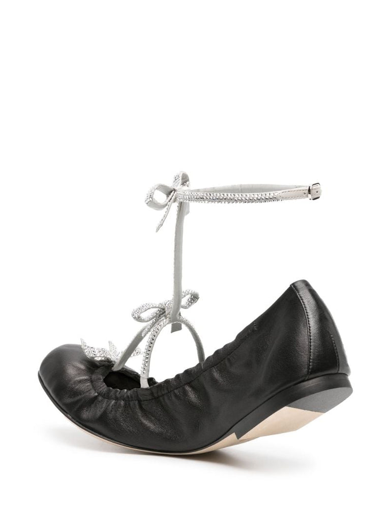 Black Caterina Leather Ballerina Shoes