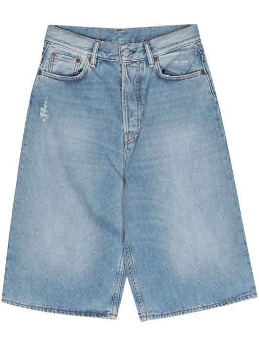Blue Knee-length Denim Shorts