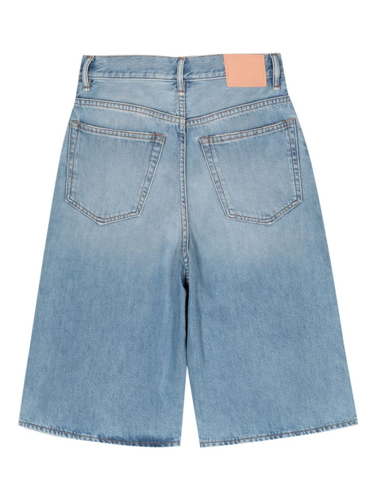 Blue Knee-length Denim Shorts