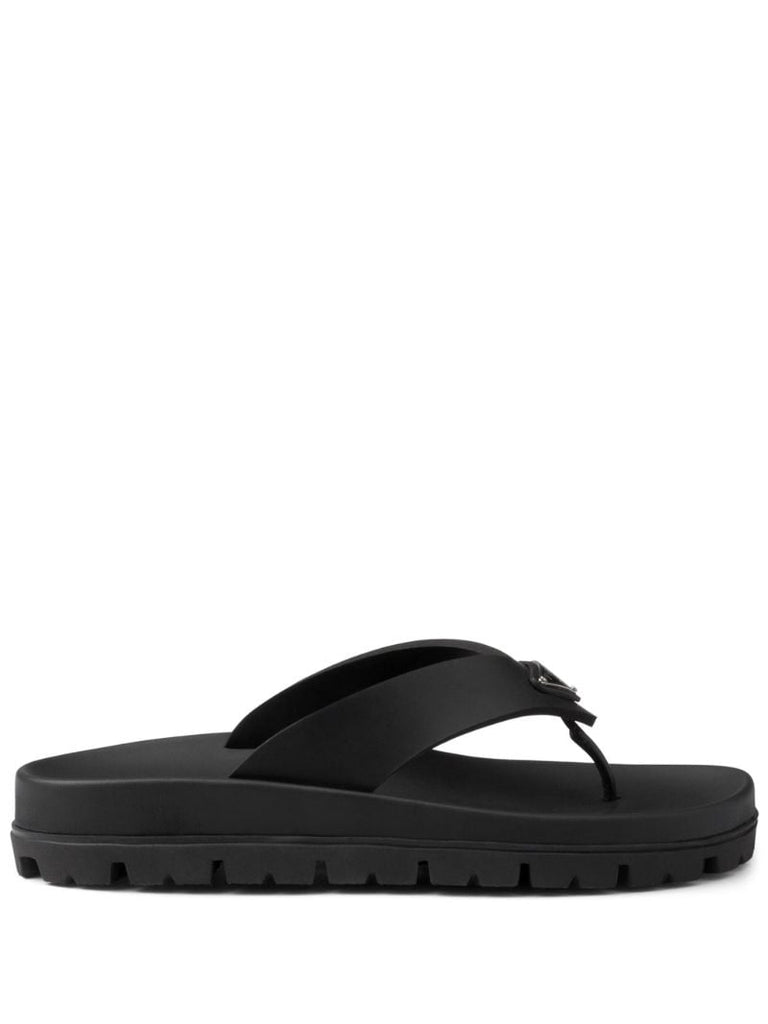 Black Rubber Thong Sandals