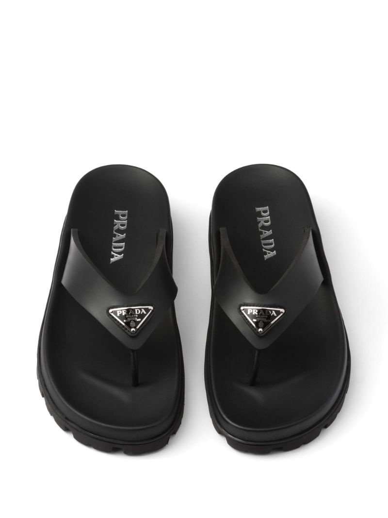 Black Rubber Thong Sandals