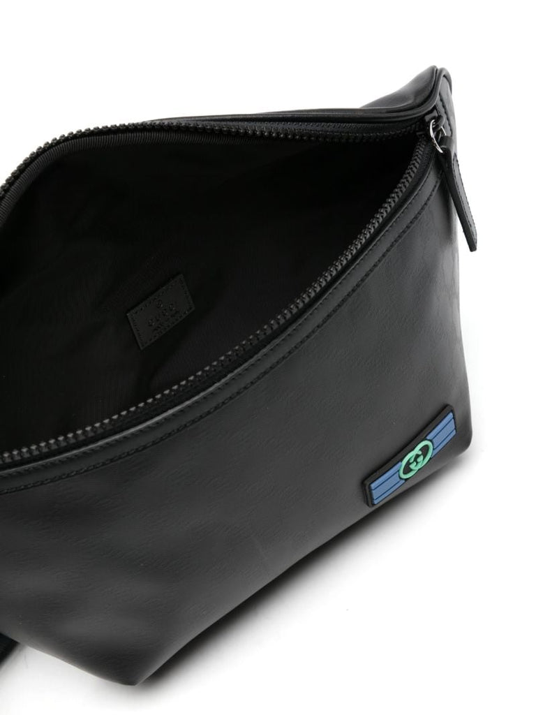 Black Gg Crystal Leather Belt Bag