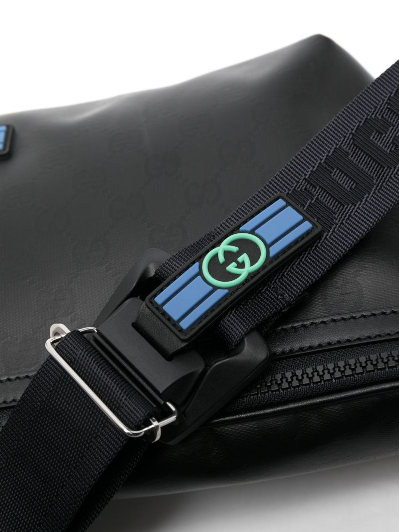 Black Gg Crystal Leather Belt Bag