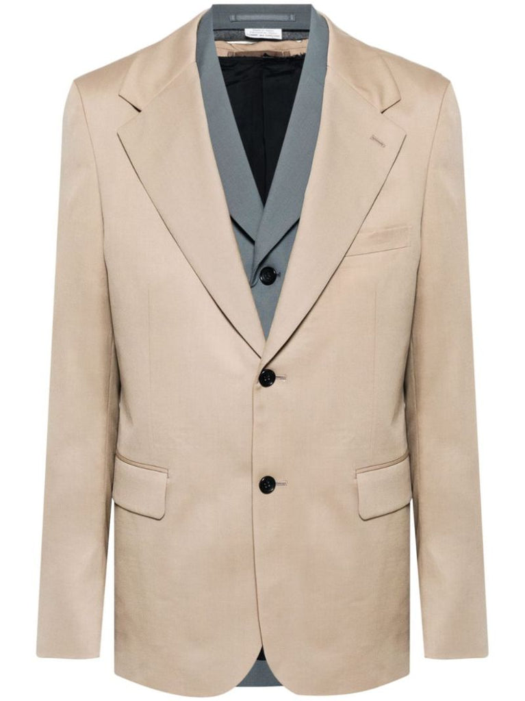 Neutral Layered Wool Blazer