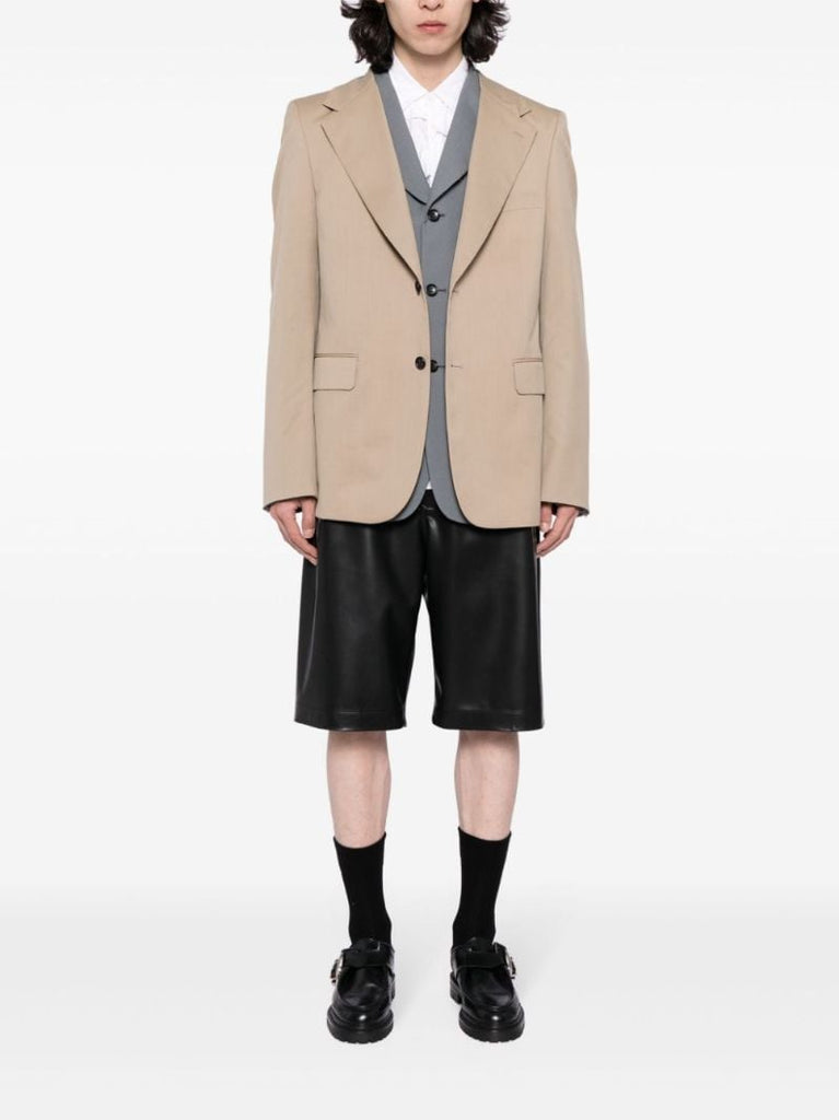 Neutral Layered Wool Blazer