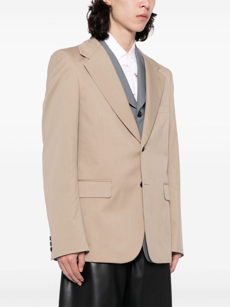 Neutral Layered Wool Blazer