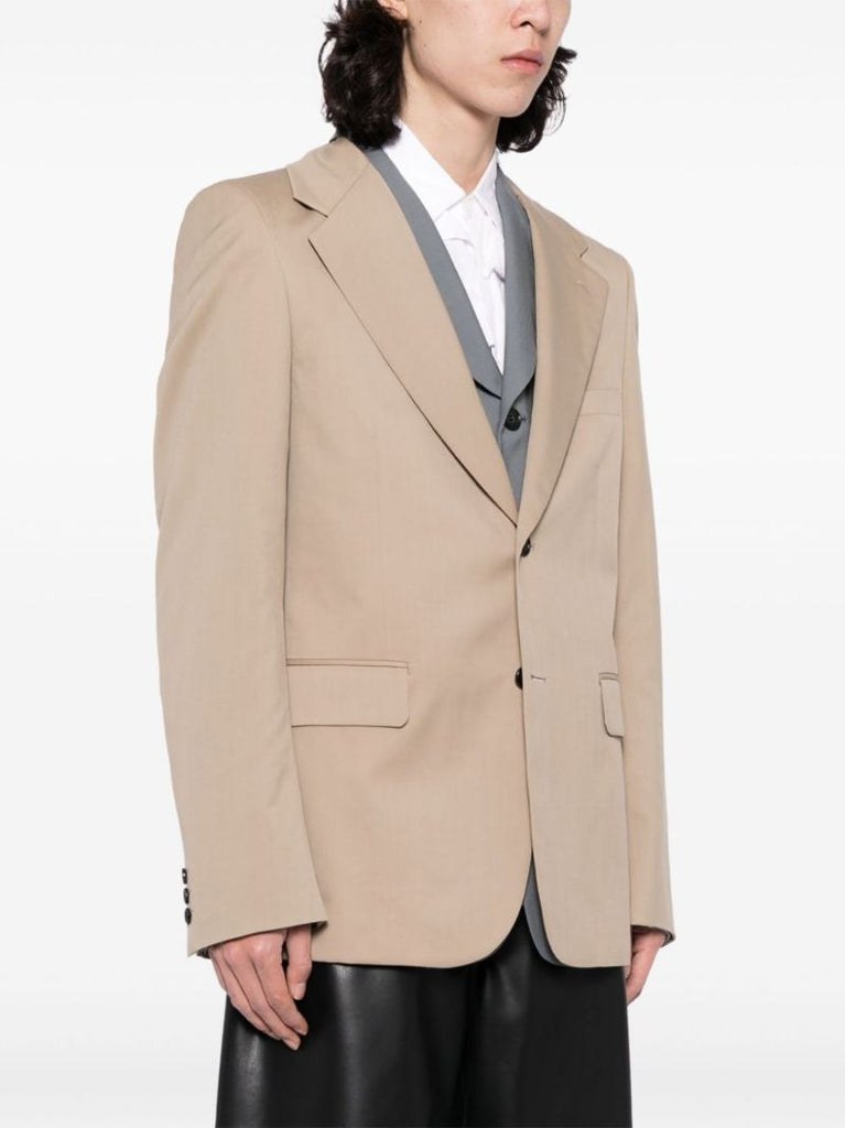 Neutral Layered Wool Blazer
