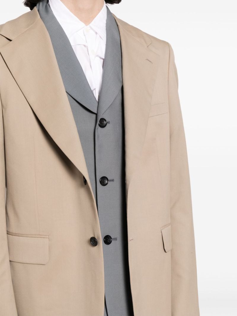 Neutral Layered Wool Blazer