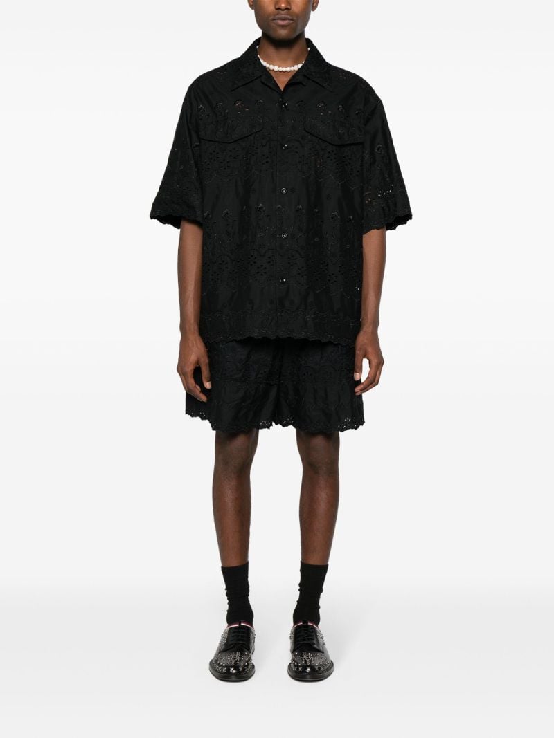 Black Broderie Anglaise Cotton Shirt
