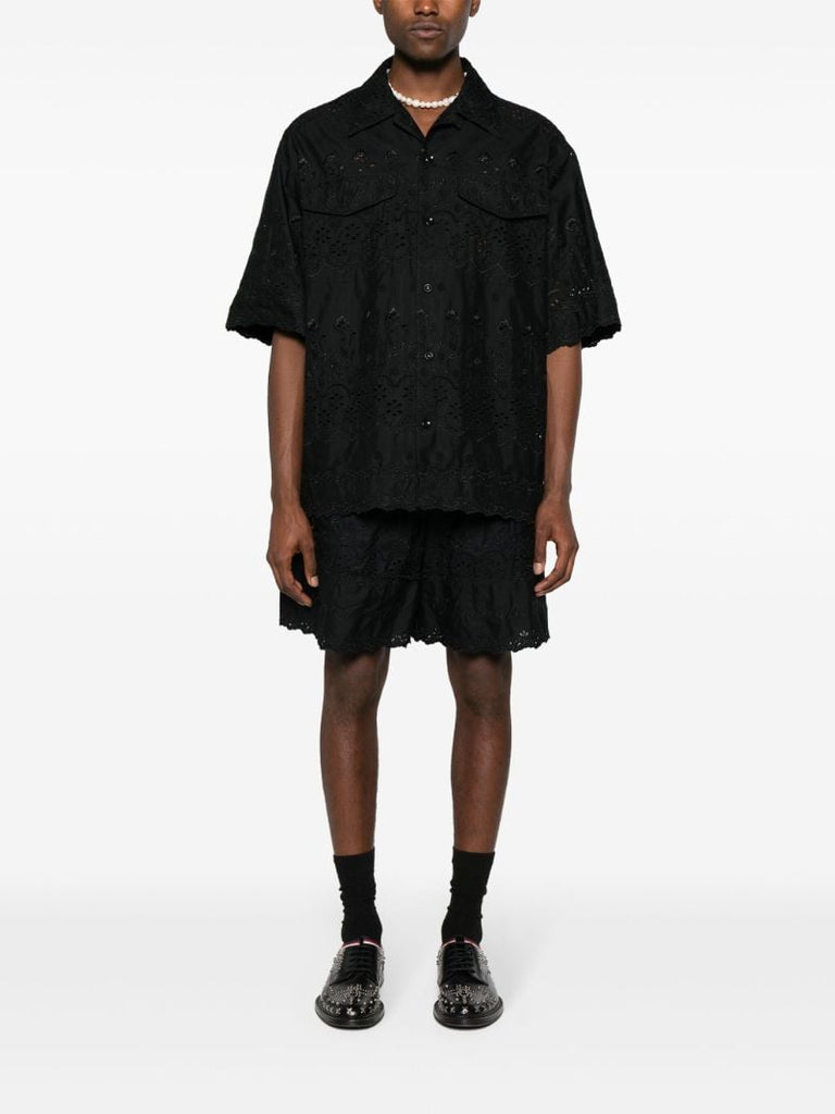 Black Broderie Anglaise Cotton Shirt