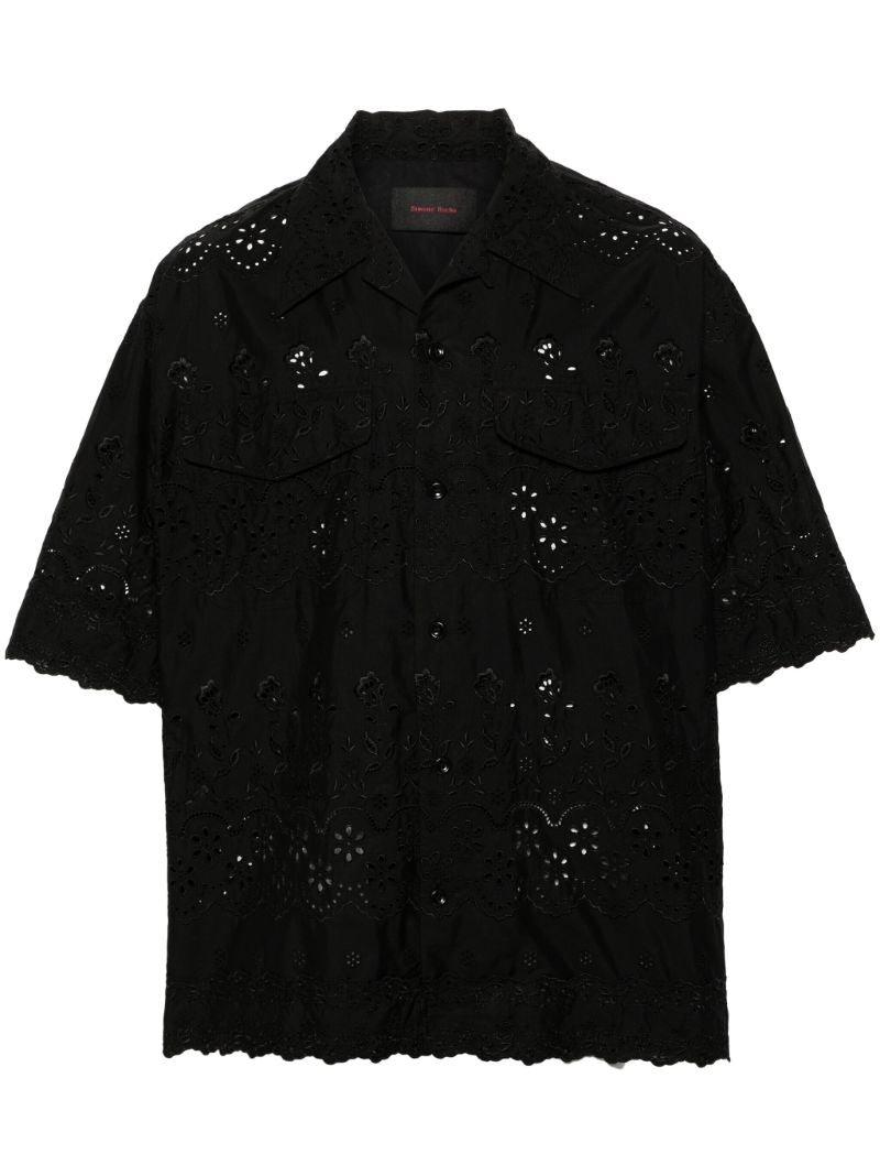 Black Broderie Anglaise Cotton Shirt