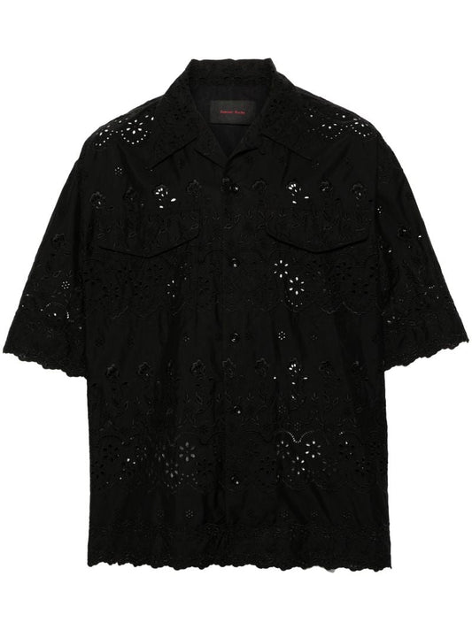 Black Broderie Anglaise Cotton Shirt