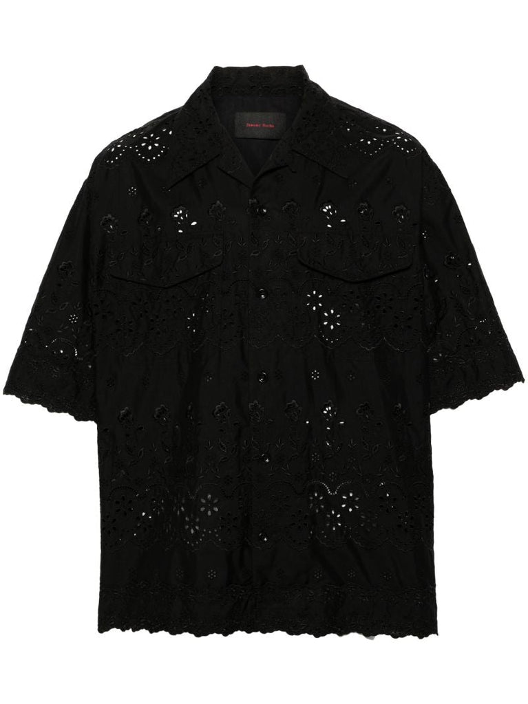 Black Broderie Anglaise Cotton Shirt