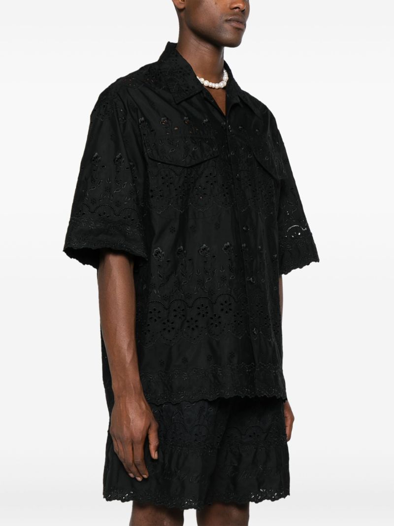 Black Broderie Anglaise Cotton Shirt