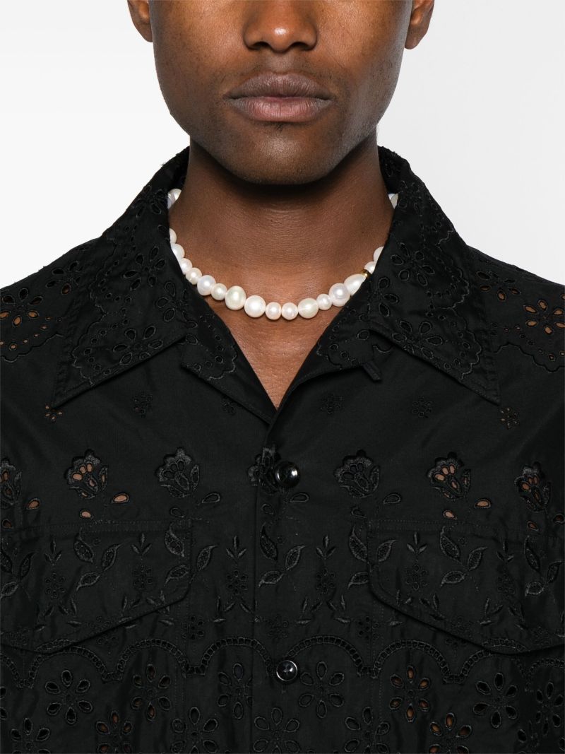 Black Broderie Anglaise Cotton Shirt