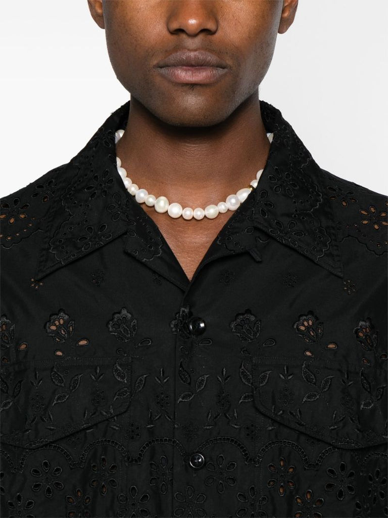 Black Broderie Anglaise Cotton Shirt