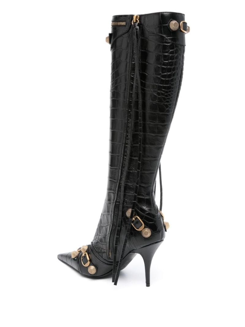 Black Cagole 90 Mock Croc Leather Boots