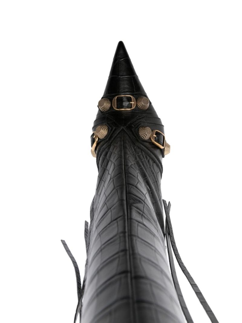 Black Cagole 90 Mock Croc Leather Boots