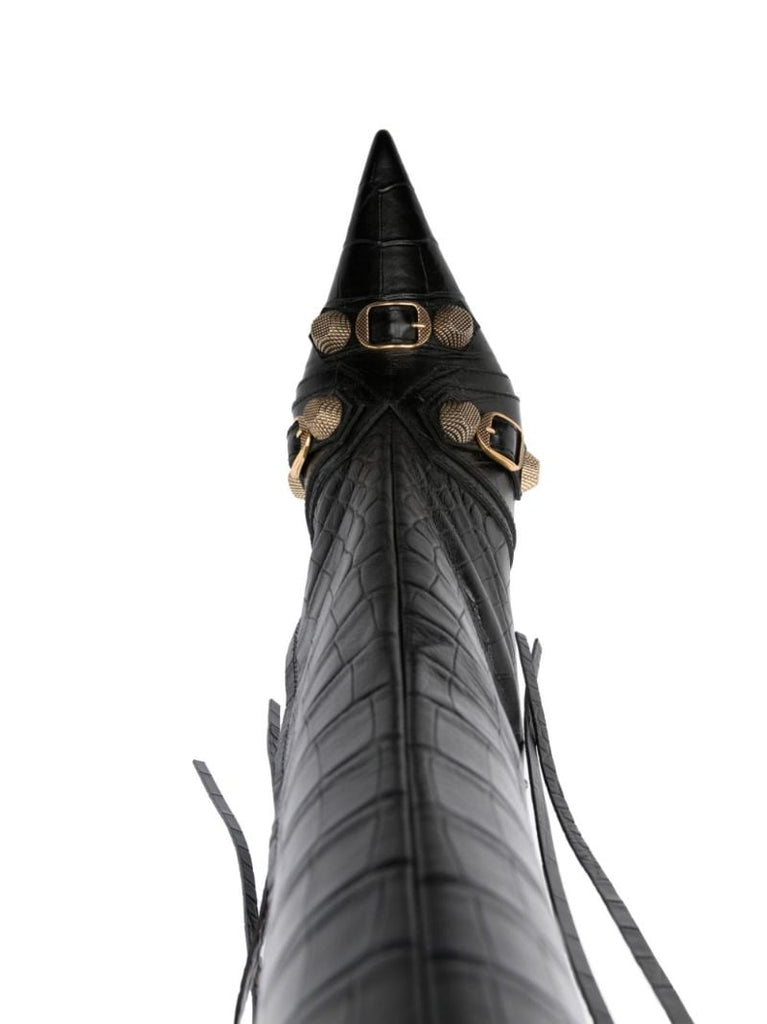 Black Cagole 90 Mock Croc Leather Boots
